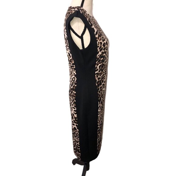 Vince Camuto Womens Size 6 Dress Leopard Animal Print Sheath Cap Sleeve Stretch - Picture 7 of 10